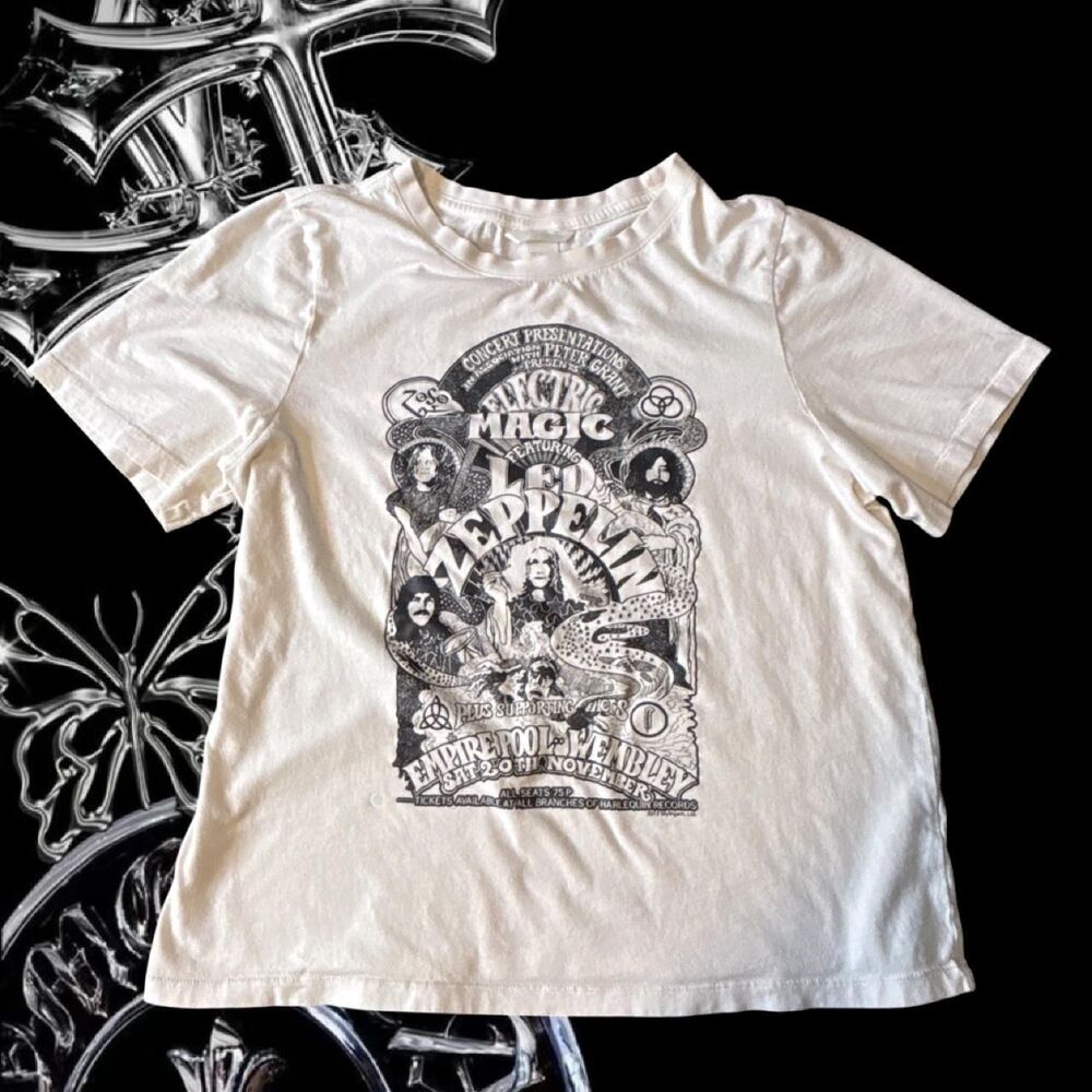 H-m Men's Cream and White T-shirt